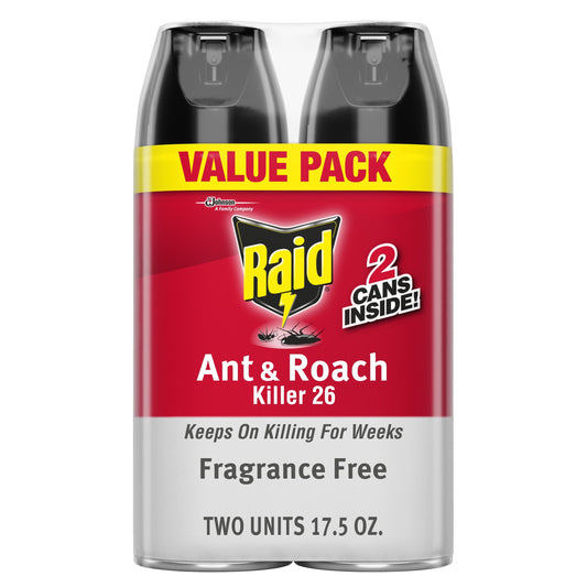 Raid®  Ant & Roach Killer 26, Fragrance-Free Bug Spray, 17.5 fl oz, 2 ct