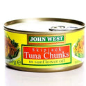 JOHN WEST TUNA CHUNKS SUNFLOWER OIL 185 GM