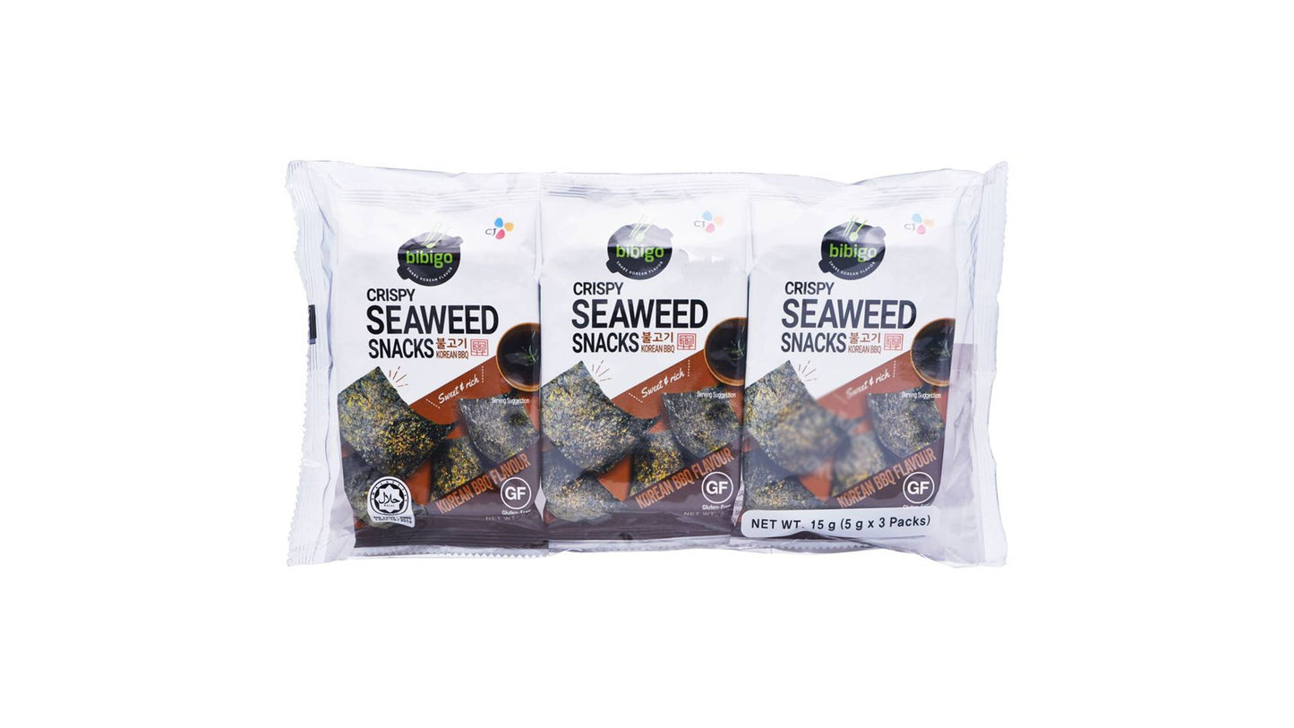 BIBIGO CRISPY SEAWEED SNACKS BBQ 3S 15GM