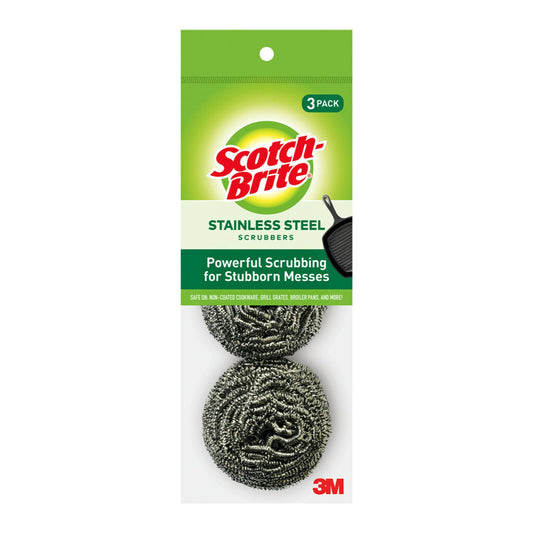 Scotch-Brite Stainless Steel Scrubbers, 3 Scrubbers