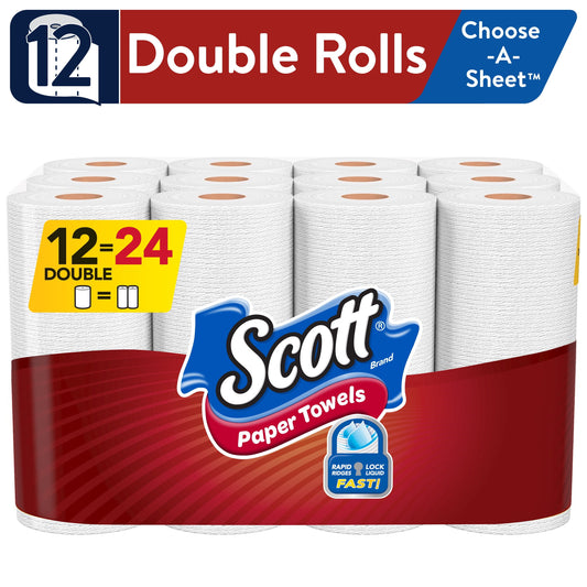 Scott Choose-a-Sheet Paper Towels, 12 Double Rolls, 110 Sheets Per Roll (1,320 Total)