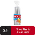 Solo Disposable Plastic Cups, Clear, 18oz, 25 Count