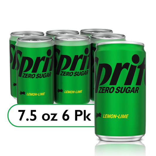 Sprite Zero Sugar Lemon Lime Mini Soda Pop Soft Drink, 7.5 fl oz, 6 Pack Cans