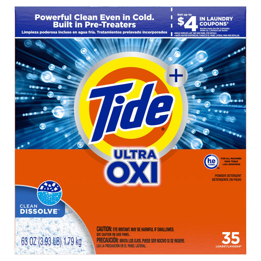 Tide Plus Ultra Oxi Powder Laundry Detergent, 35 Loads, 63 oz