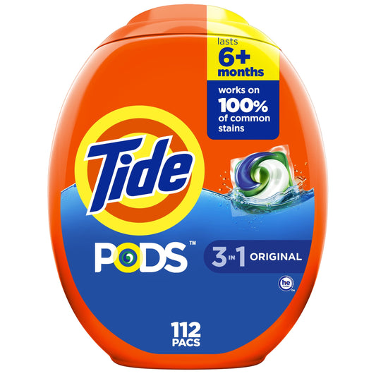 Tide Pods Laundry Detergent Soap Packs, Original Scent, 112 Ct