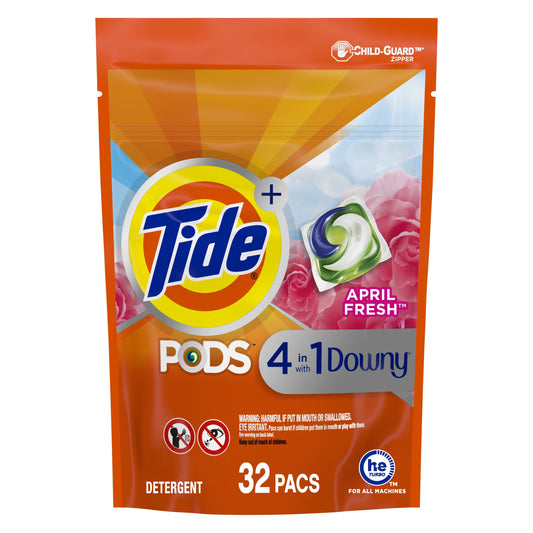 Tide Pods Laundry Detergent Soap Packs with Downy, April Fresh, 32 Ct