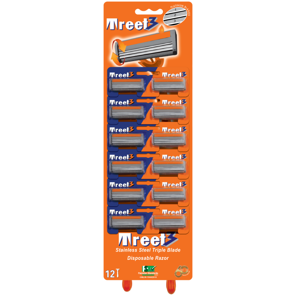 TREET 3 BLADE ORANGE RAZOR SINGLE RAZOR (1PCS)