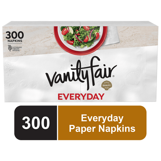 Vanity Fair Everyday Disposable Paper Napkins, White, 300 Count