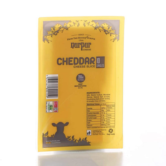 NURPUR CHEDDAR CHEESE 10 SINGLES 200 GM