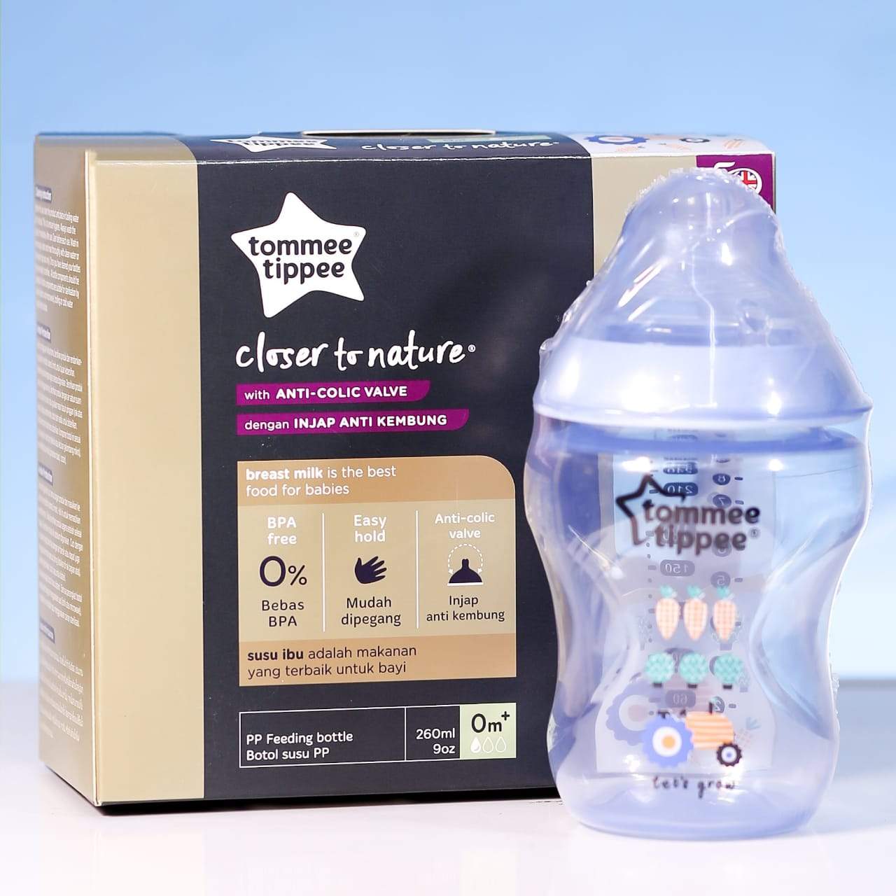 TOMMEE TIPPEE FEEDING BOTTLE ANTI COLIC 2PC 260 ML 422580/38