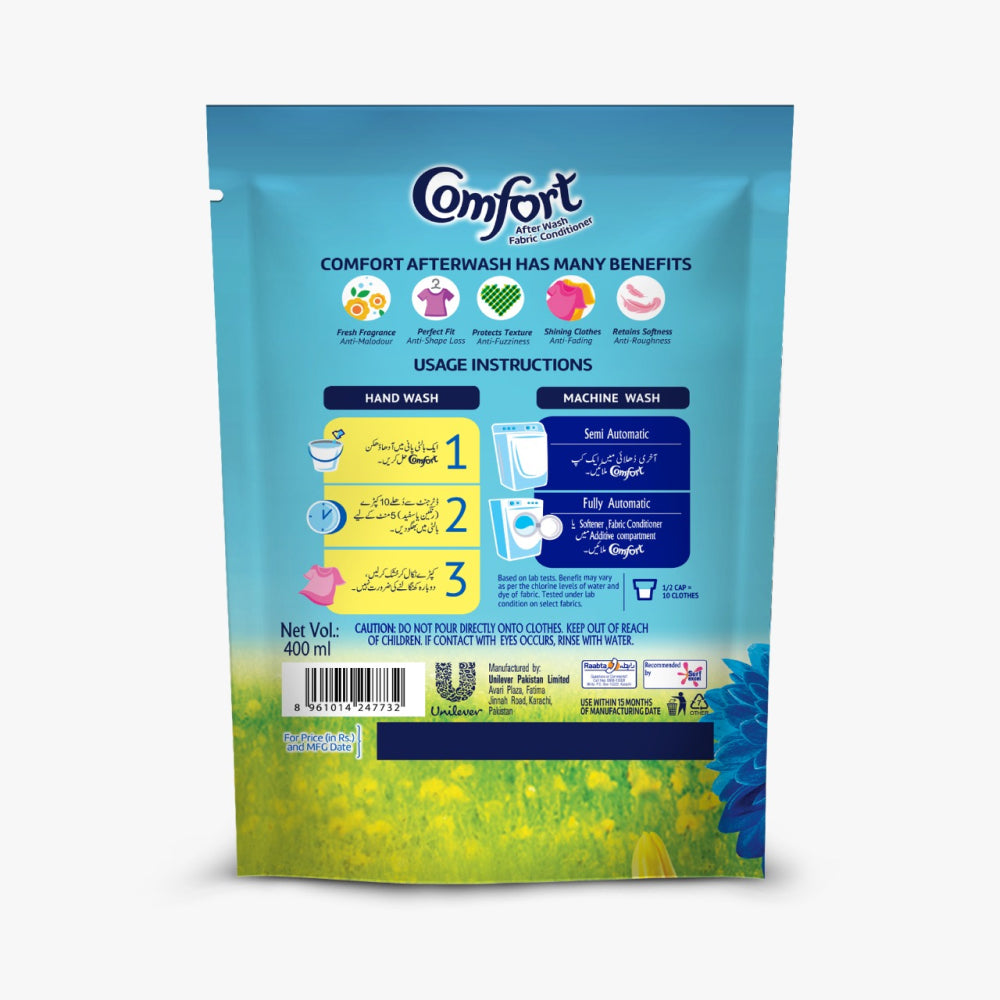 COMFORT FABRIC CONDITIONER MORNING FRESH POUCH 400 ML