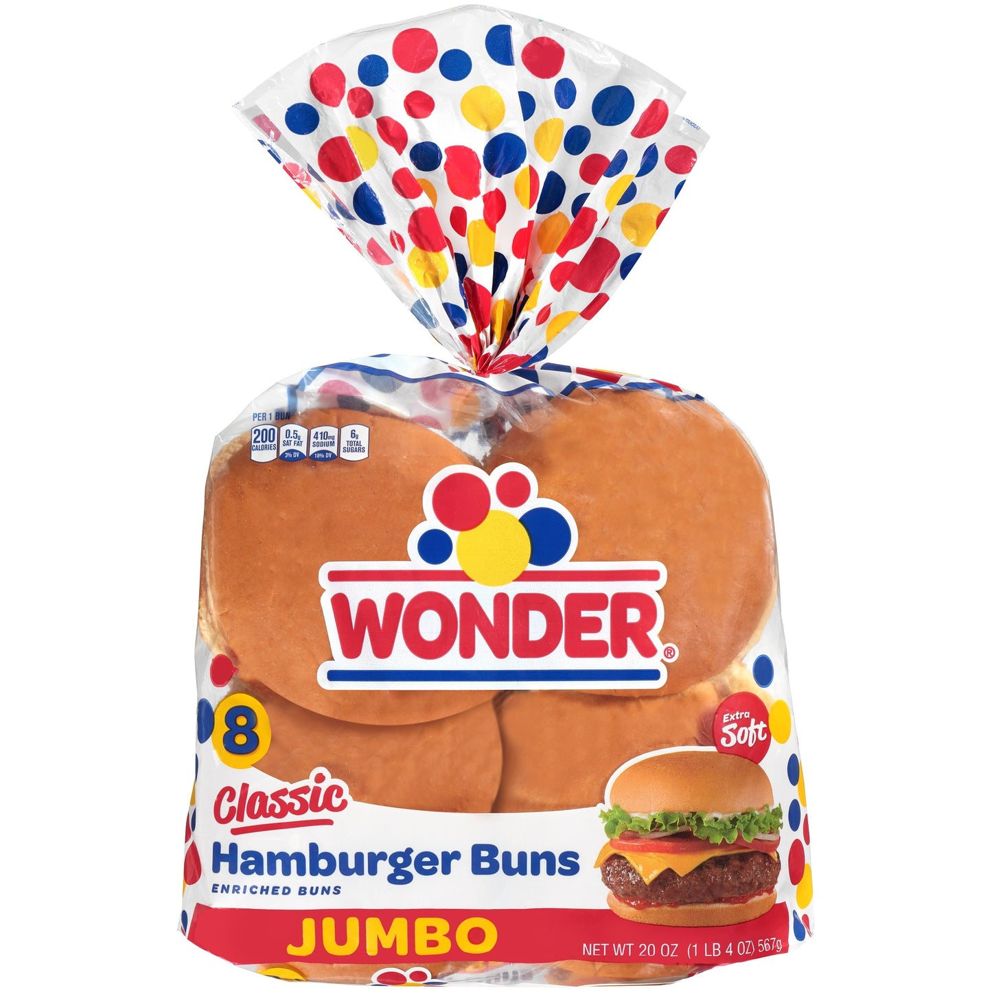 Wonder® Jumbo Classic Hamburger Buns 8 ct Bag