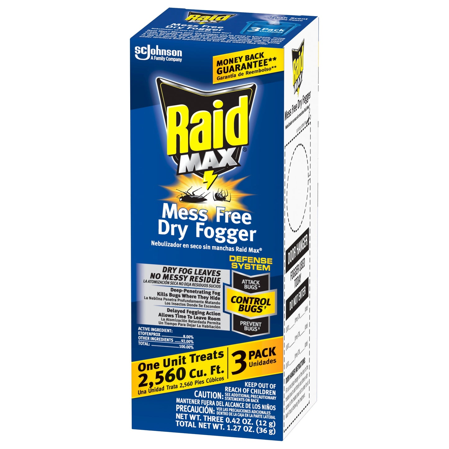 Raid Max Mess Free Dry Fogger, Deep-Penetrating Bug Killing Fog for the Home, 3 Count