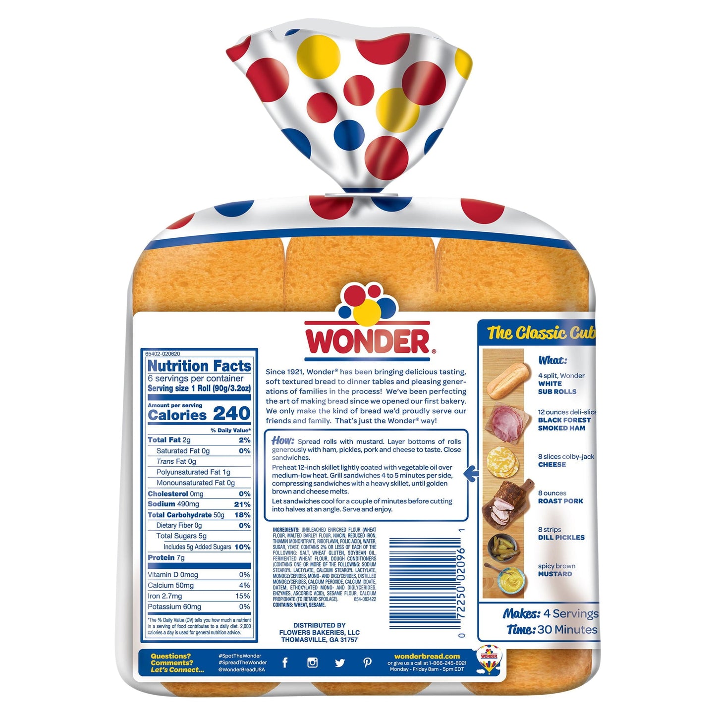 Wonder Bread Wonder 6ct White Sub Roll