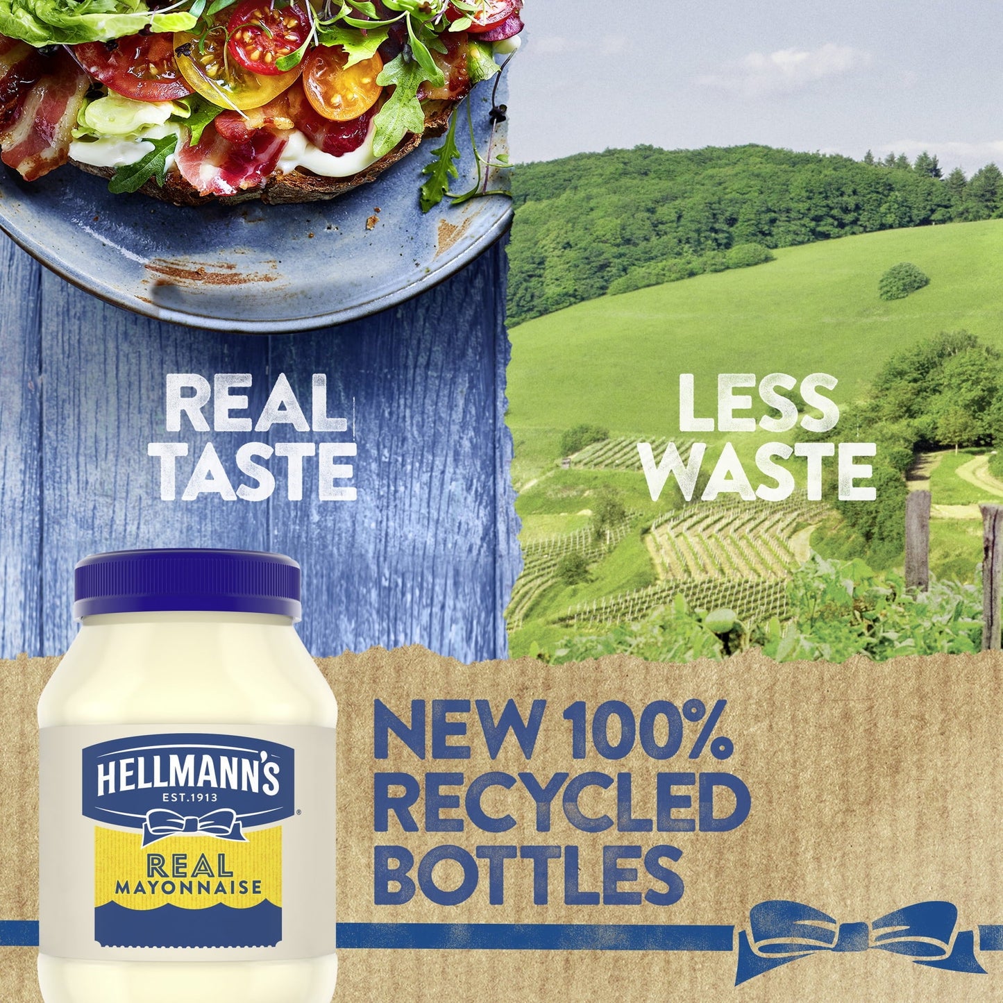 Hellmann's Real Mayonnaise Condiment Real Mayo Gluten Free, Made with 100% Cage-Free Eggs 30 oz