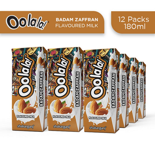 OOLALA BADAM ZAFFRAN FLAVOURED MILK 180ML-CARTON