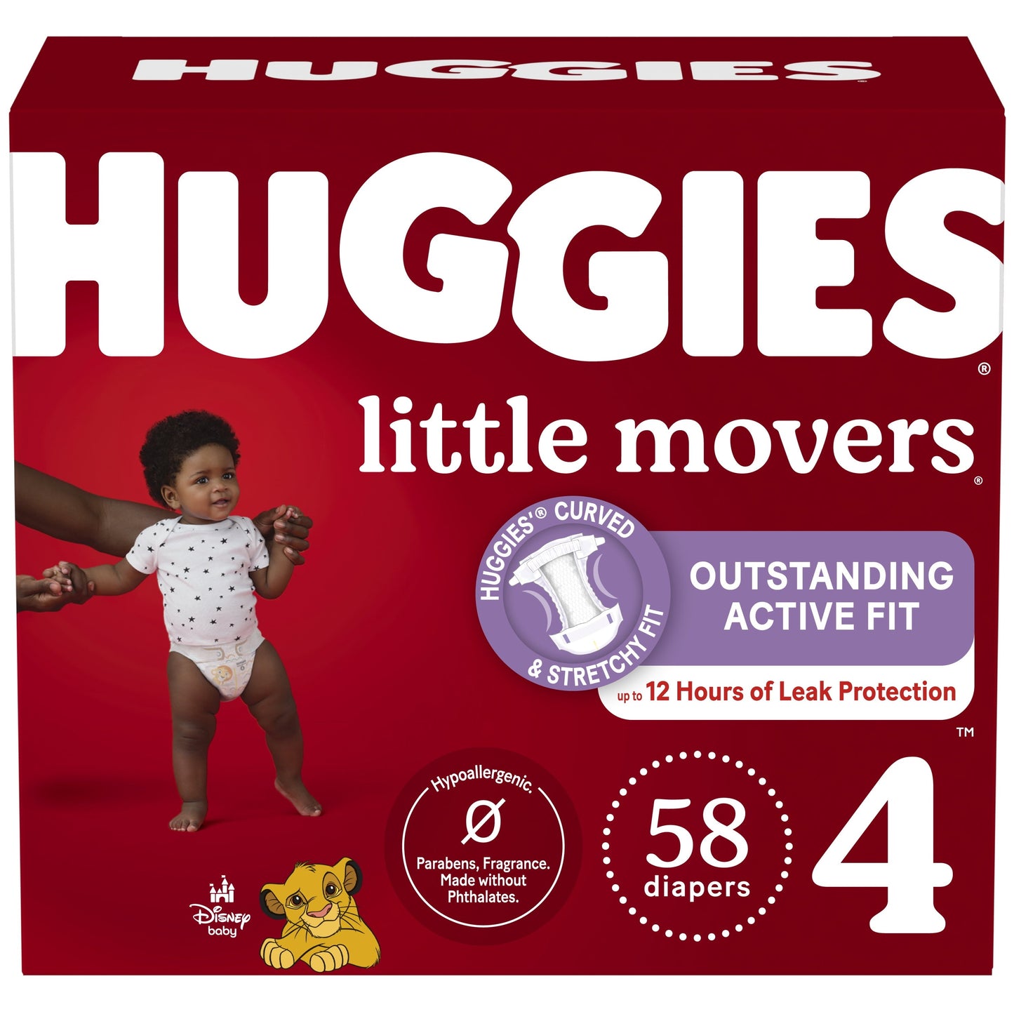 Huggies Little Movers Baby Diapers, Size 4, 58 Ct