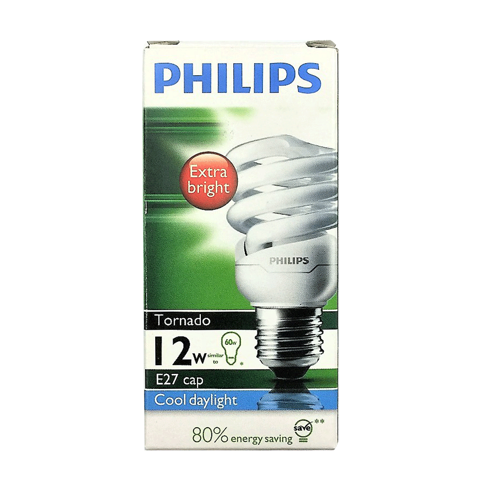 PHILIPS ENERGY SAVER TORNADO 12W COOL DAYLIGHT B22 PC