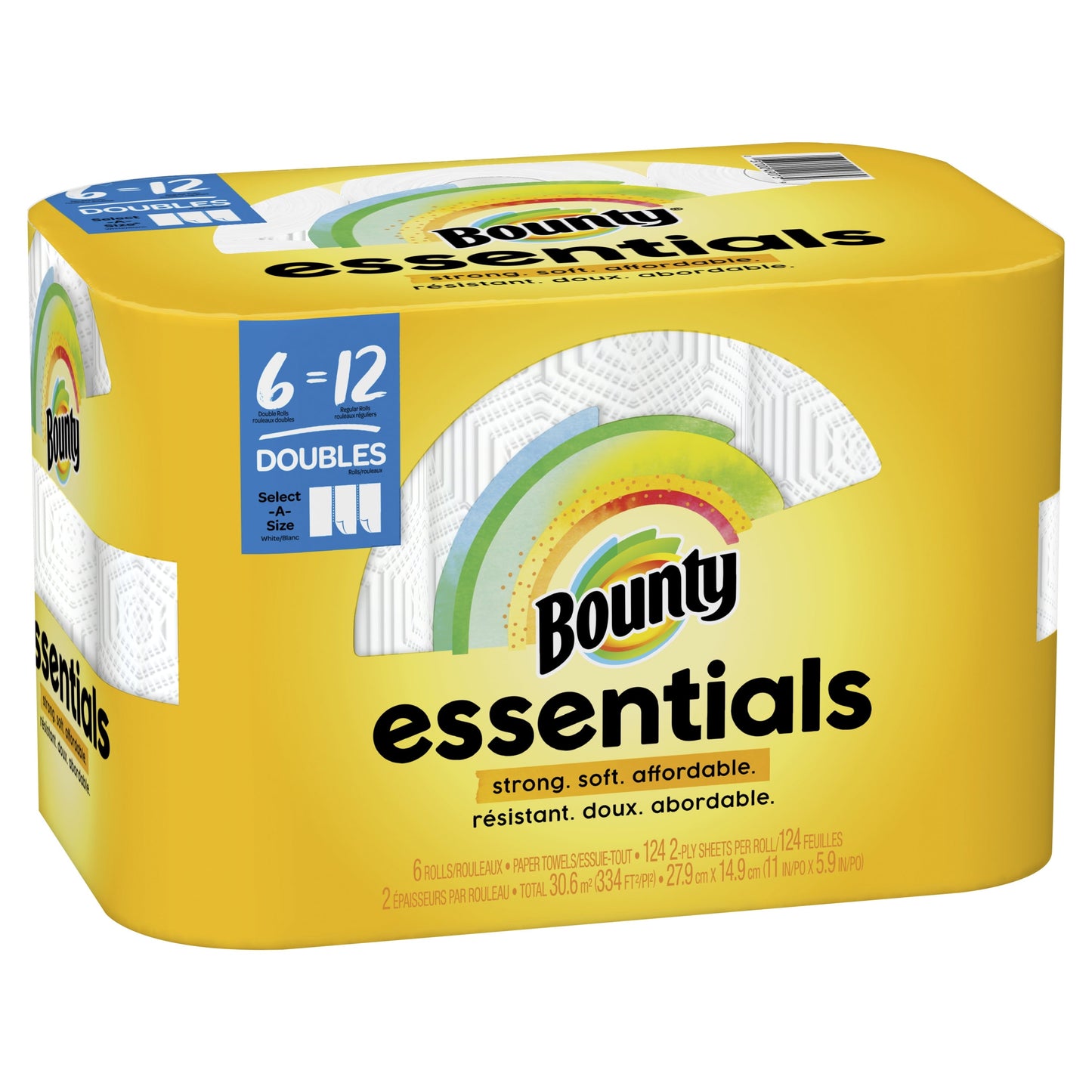 Bounty Essentials Select-a-Size Paper Towels, White, 6 Double Rolls