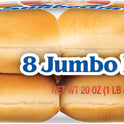 Sunbeam Jumbo Hamburger Buns, Enriched White Bread Burger Buns, 8 Count