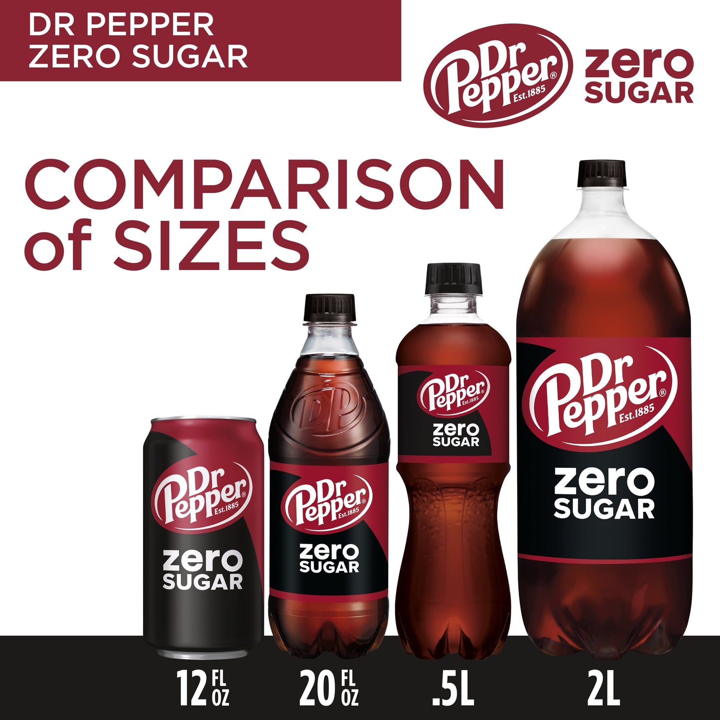 Dr Pepper Zero Sugar Soda, 2 L bottle