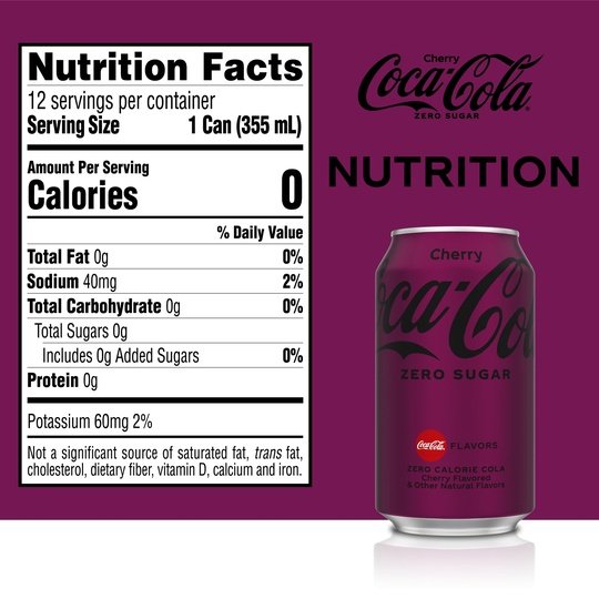 Coca-Cola Zero Sugar Cherry Soda Pop, 12 fl oz, 12 Pack Cans