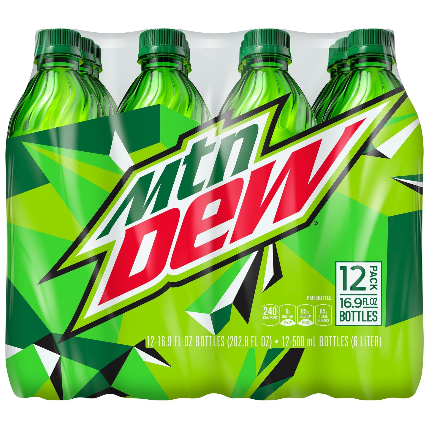 Mountain Dew Citrus Soda Pop, 16.9 fl oz, 12 Pack Bottles