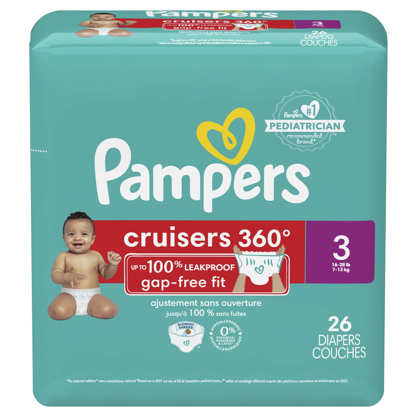 Pampers Cruisers 360 Diapers Size 3, 26 Count