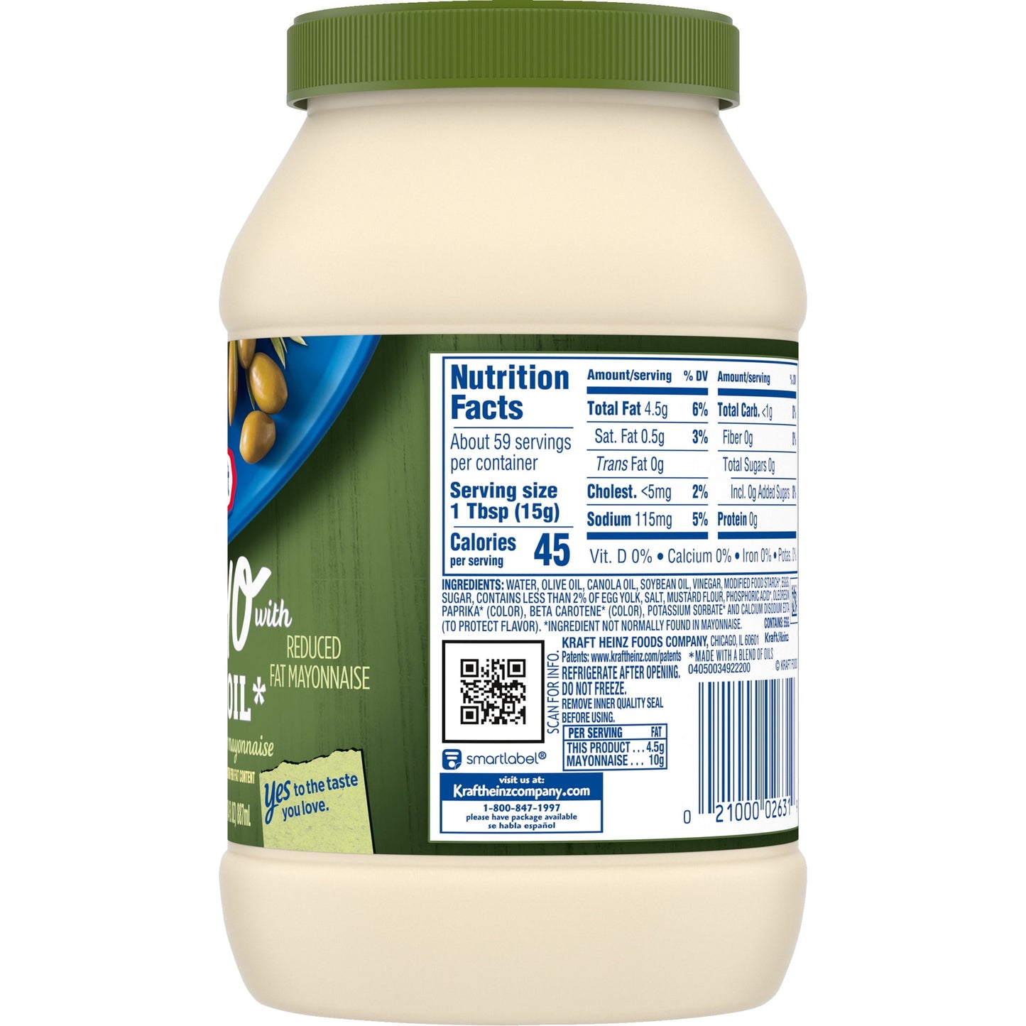 Kraft Mayo with Olive Oil Reduced Fat Mayonnaise, 30 fl oz Jar