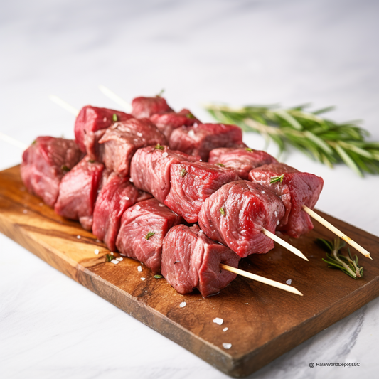 Halal Ribeye Steak Skewers | Seasoned | Ready To Grill |