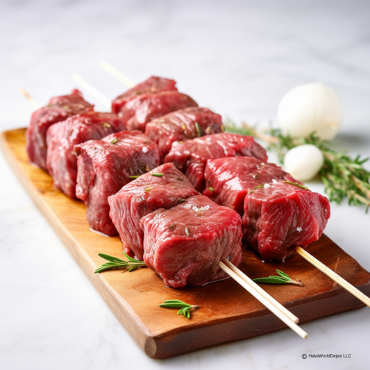Halal Ribeye Steak Skewers | Seasoned | Ready To Grill |