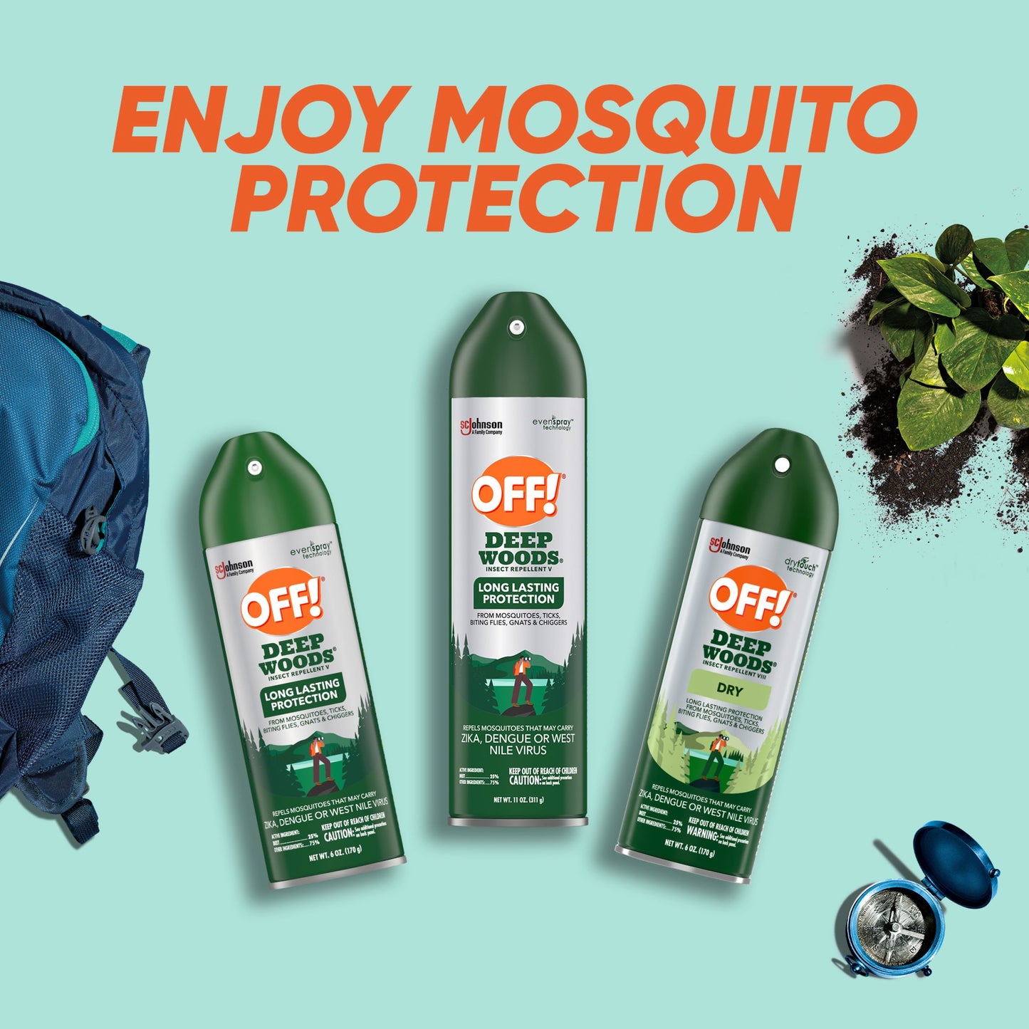 OFF! Deep Woods Insect Repellent V, Up to 8 Hours of Mosquito Protection with DEET, 11 oz