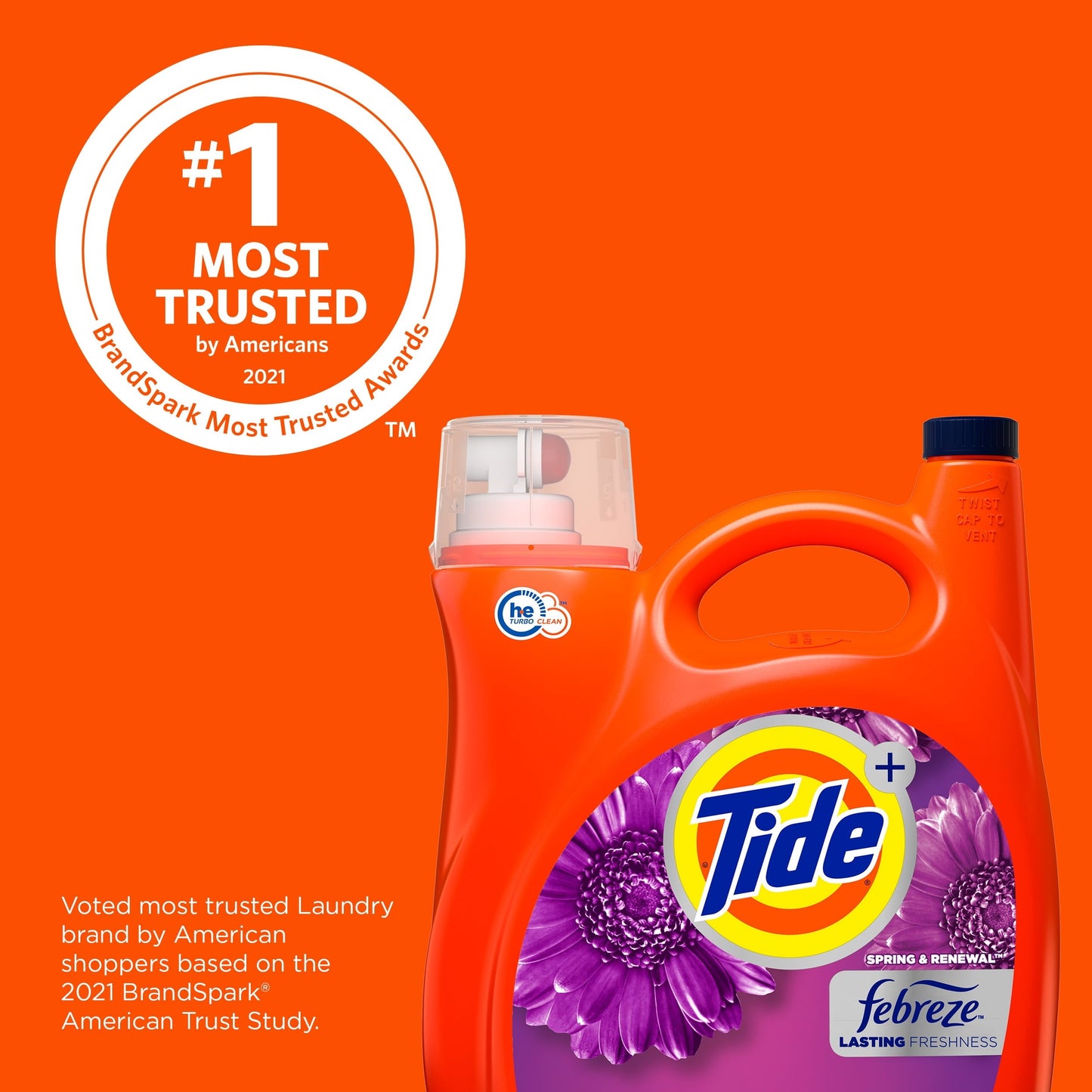 Tide Plus Febreze Spring & Renewal Liquid Laundry Detergent, 94 Loads, 146 fl oz