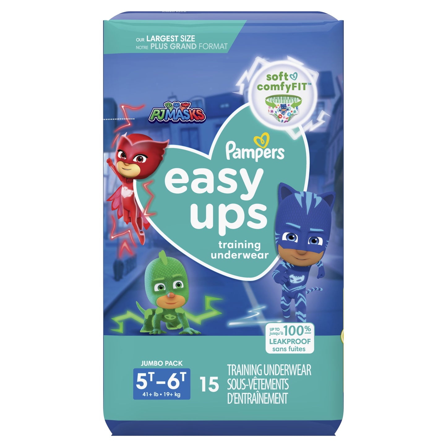 Pampers Easy Ups PJ Masks Training Pants Toddler Boys Size 5T/6T 15 Count