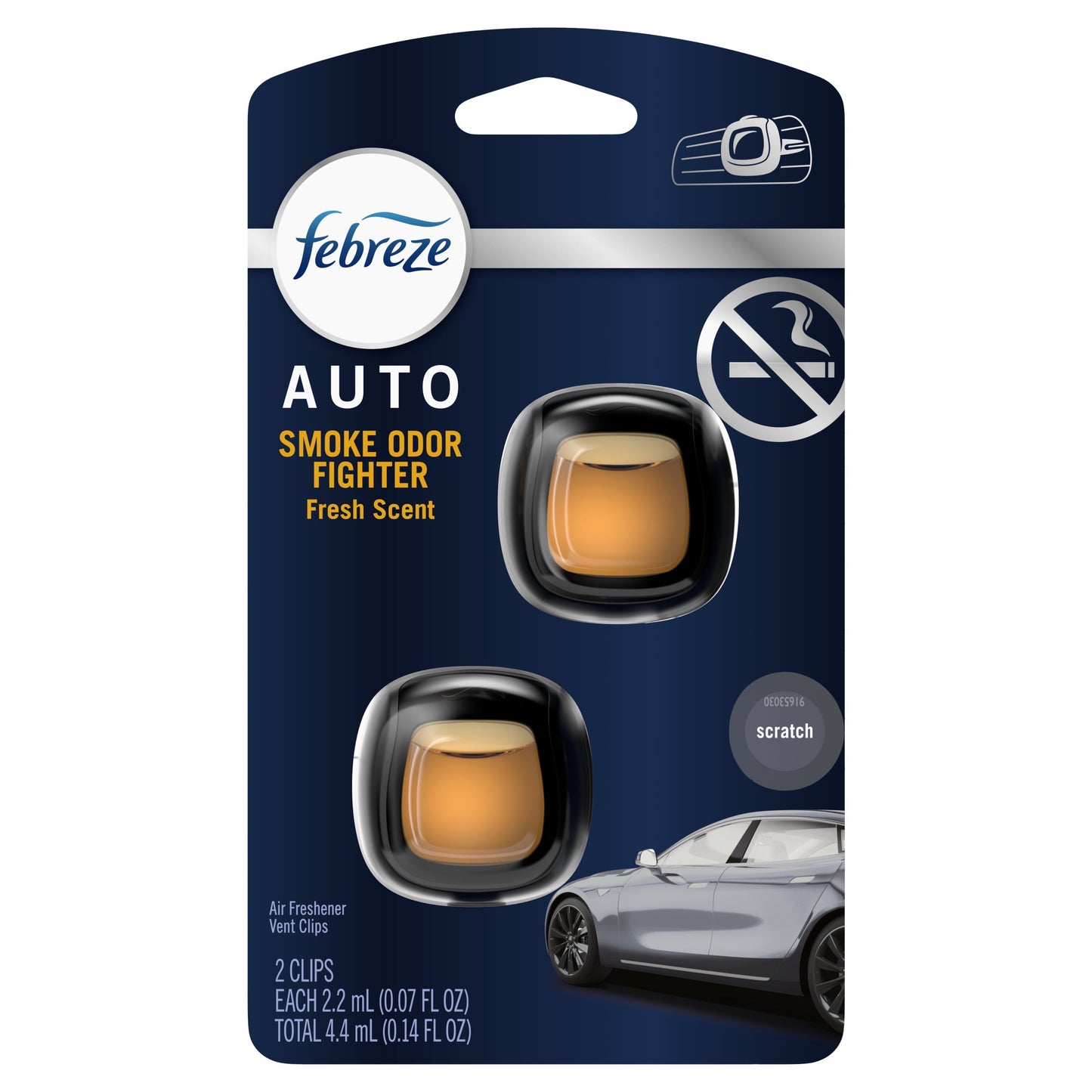 Febreze AUTO Air Freshener Vent Clip Smoke Odor Fighter, .07 oz. Car Vent Clip, Pack of 2