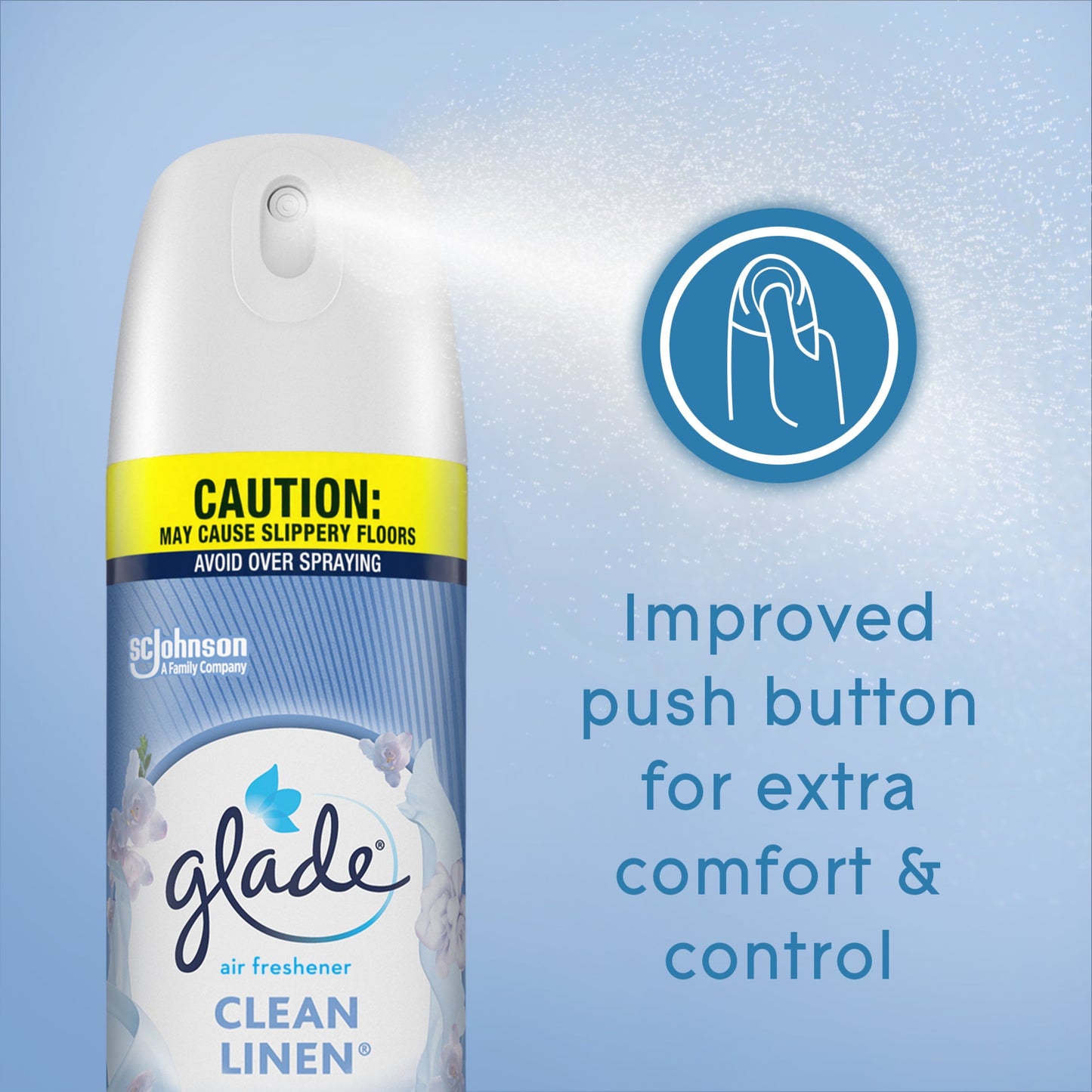 Glade Aerosol Spray, Air Freshener for Home, Clean Linen Scent, Fragrance Infused with Essential Oils, Invigorating and Refreshing, with 100% Natural Propellent, 8.3 oz, 2 Pack