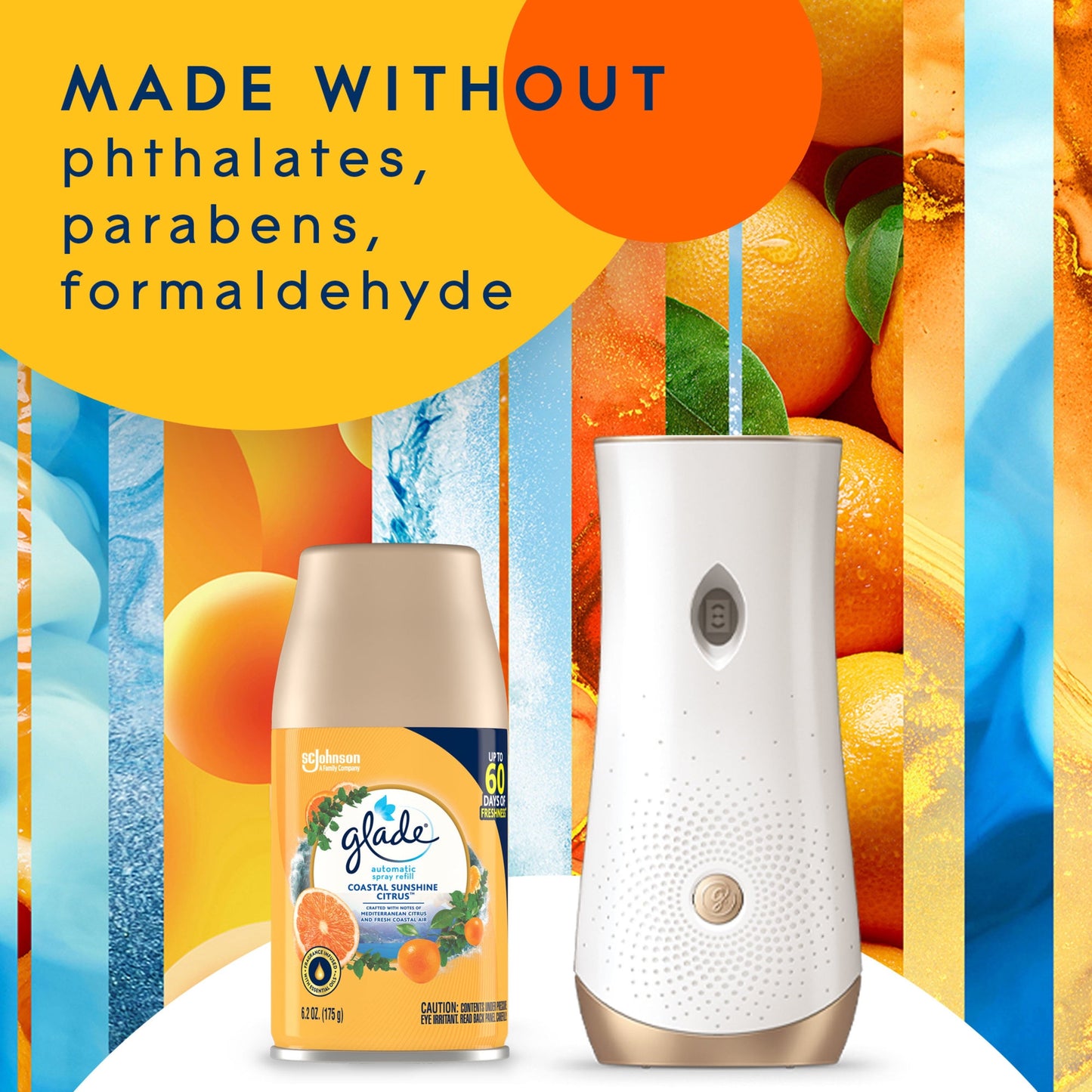 Glade Automatic Spray Refills, Air Freshener, Coastal Sunshine Citrus™, 2 x 6.2 oz