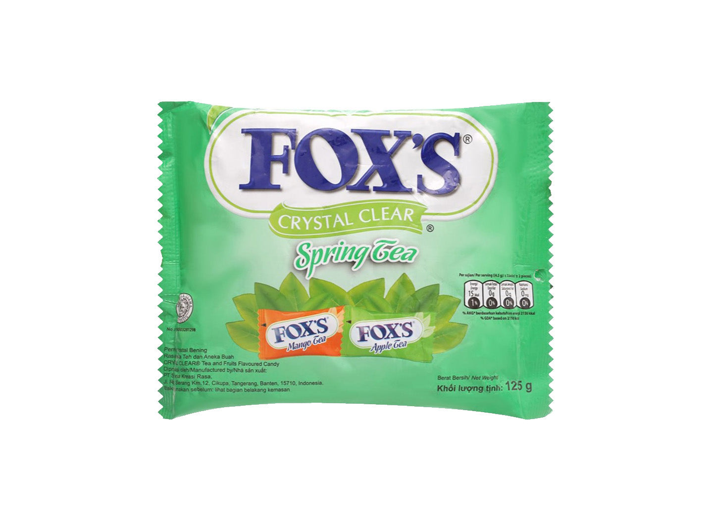 FOXS OVAL CANDY SPRING TEA CRYSTAL CLEAR 125 GM