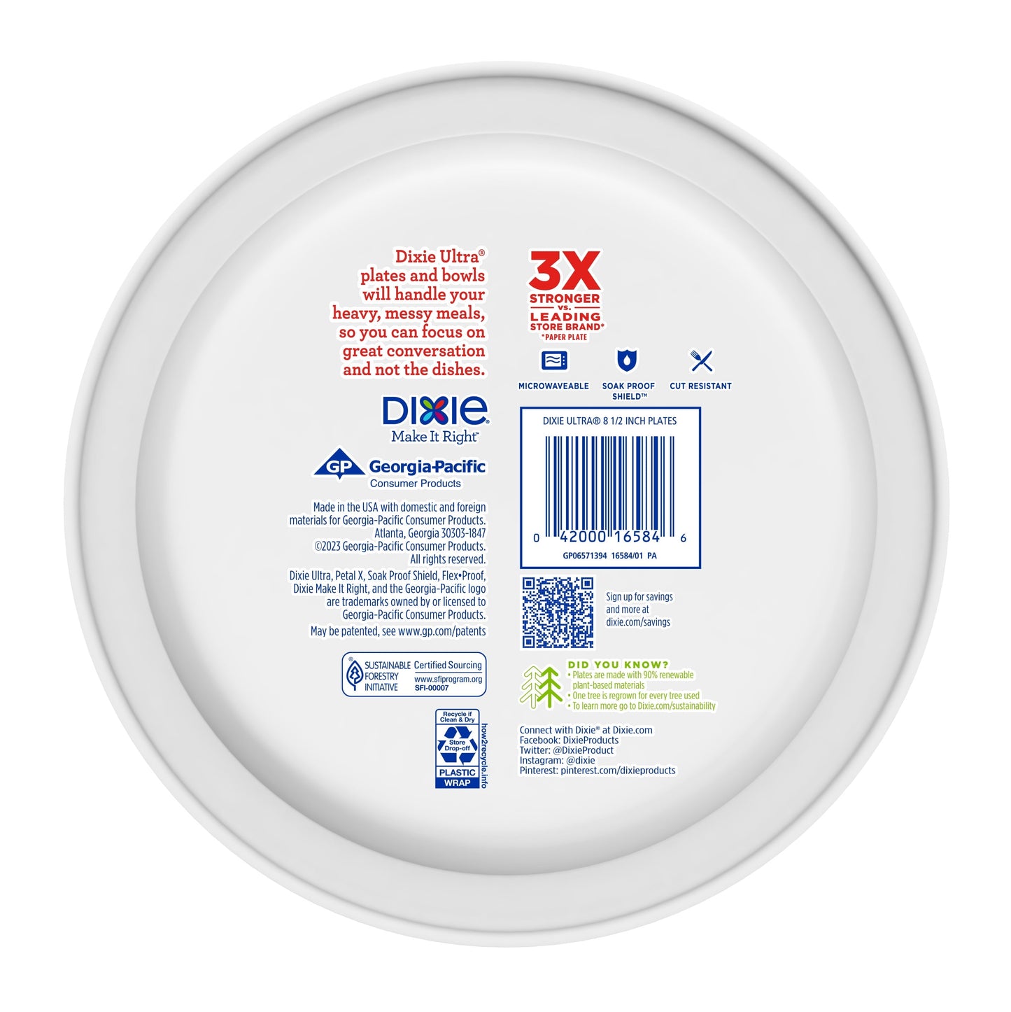 Dixie Ultra Disposable Paper Plates, Multicolor, 8.5in, 25 Count