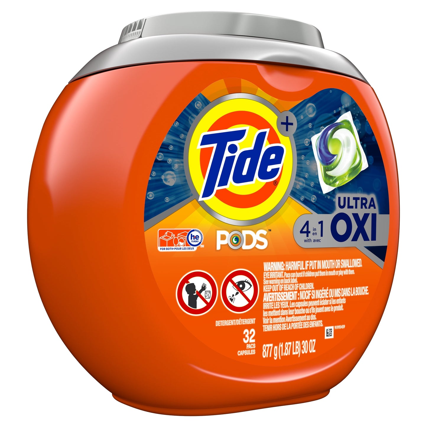 Tide Pods Laundry Detergent Soap Packs with Ultra Oxi, 32 Ct