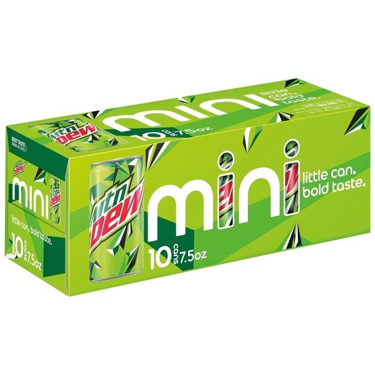 Mountain Dew Citrus Soda Pop, 7.5 oz, 10 Pack Mini Cans