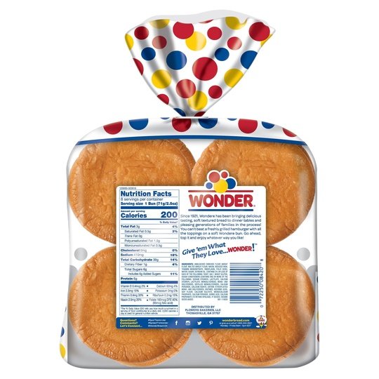 Wonder Bread Jumbo Seeded White Bread Hamburger Buns, 15 oz, 8 Count