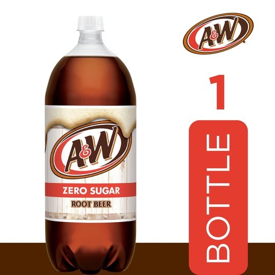 A&W Zero Sugar Root Beer Soda, 2 L bottle