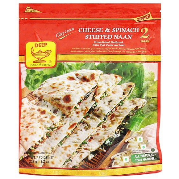 Deep Cheese & Spinach stuffed Naan (2pcs)