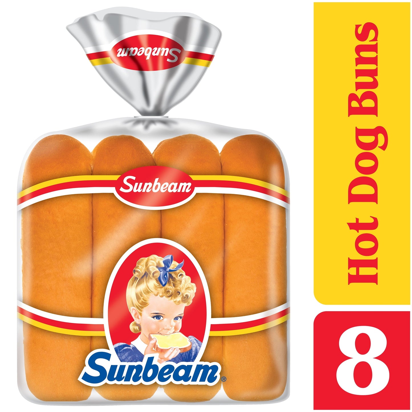 Sunbeam Hot Dog Buns, Enriched White Bread Hot Dog Buns, 8 Count