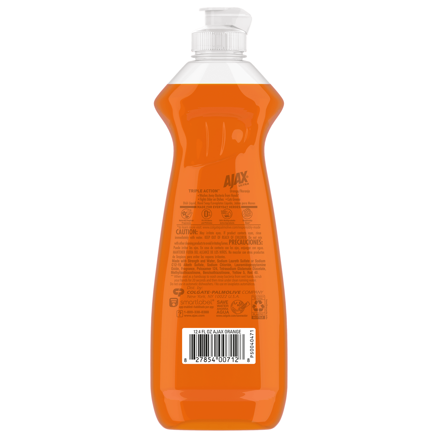 Ajax Triple Action Hand Dish, Orange, 12.4 oz