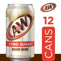 A&W Zero Sugar Root Beer Soda, 12 fl oz cans, 12 pack