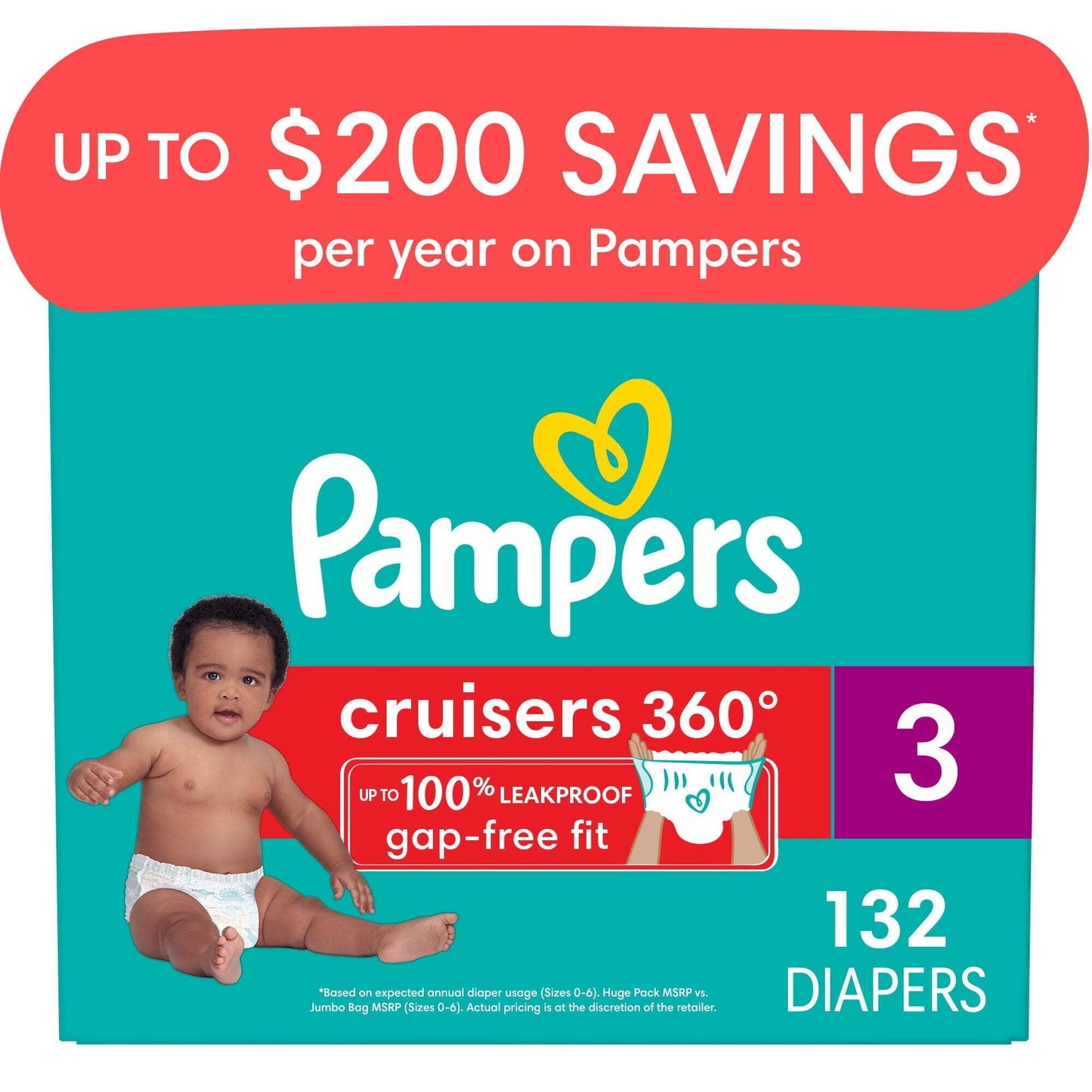 Pampers Cruisers 360 Diapers Size 3, 132 Count (Select for More Options)