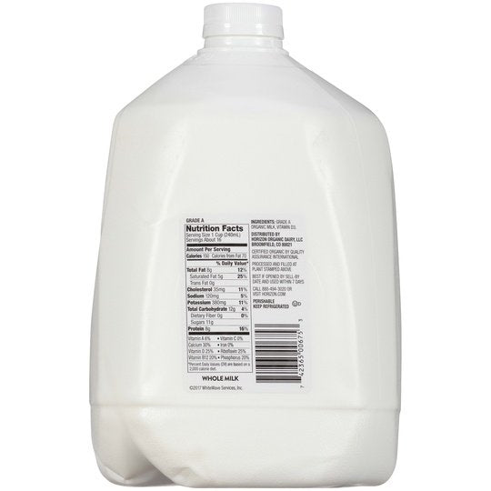 Horizon Organic Whole High Vitamin D Milk, 1 Gallon