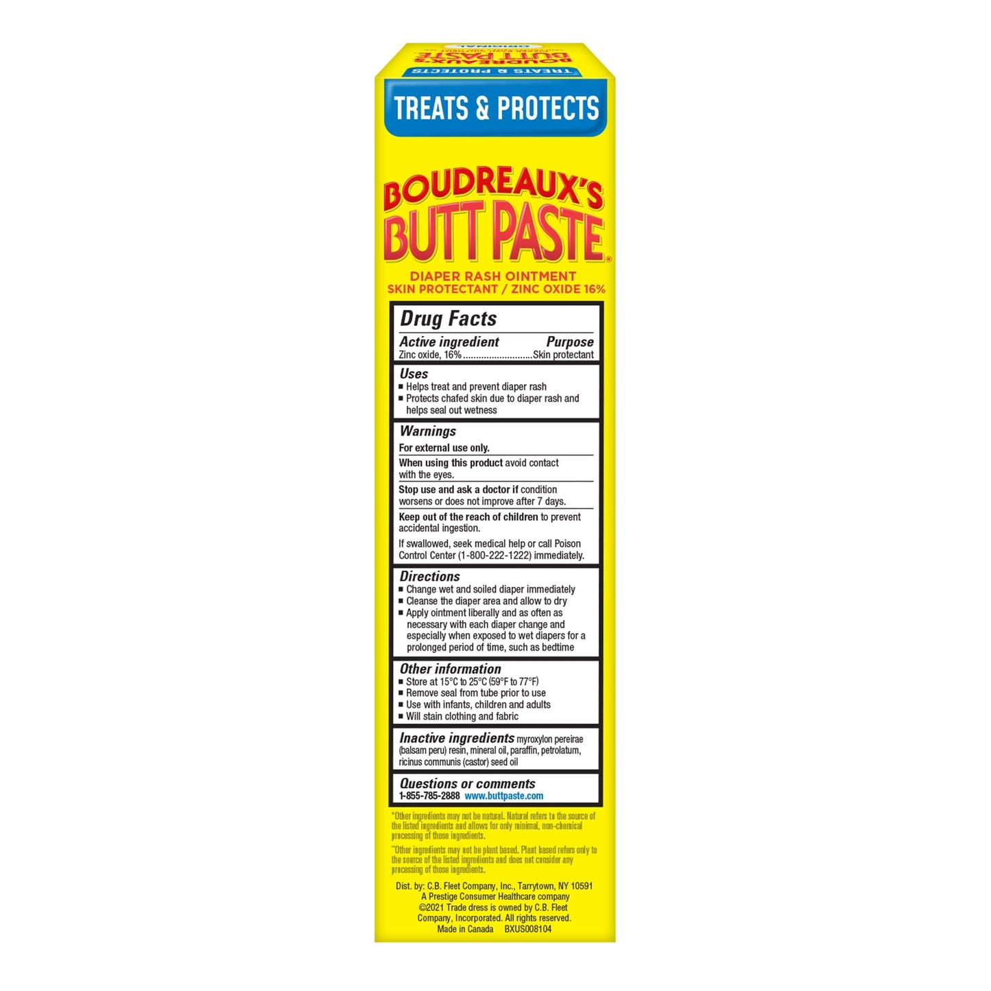 Boudreaux's Butt Paste Original Diaper Rash Cream, Ointment for Baby, 4 oz Tube